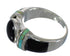 Genuine Sterling Silver Turquoise And Jet Inlay Southwestern Ring Size 5-1/2 AX82626
